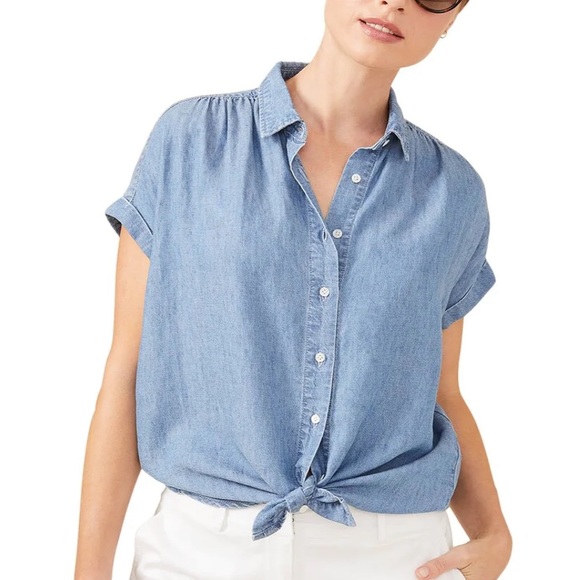 J. McLaughlin 💙 Erika Linen-blend blouse, amazing condition, size: M - Picture 16 of 16